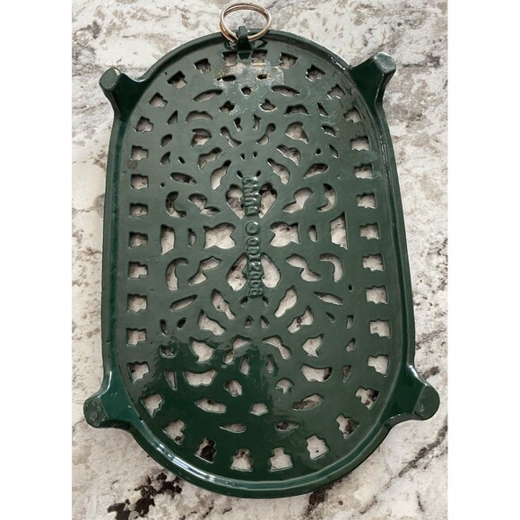 Vintage Victor Robert Welch Cast Iron Pot Stand Footed Trivet Green - Picture 2 of 4